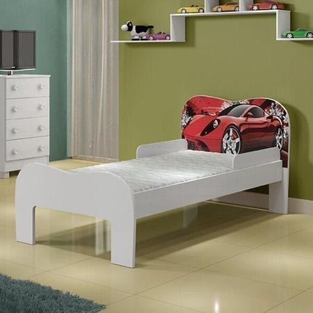 Imagem de Quarto Infantil Completo com Cama Infantil Soneca Carro Vermelho, Estante e Cômoda Young Tigus Baby