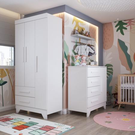 Imagem de Quarto Infantil Completo Kids 4 Portas 6 Gavetas Branco - Panorama Móveis