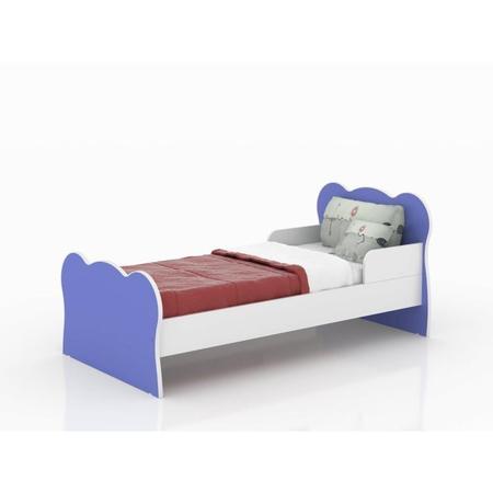 Imagem de Quarto Infantil Guarda Roupa 2 Portas 3 Gavetas Cômoda 3 Gavetas 1 Nicho Mini Cama DJD Móveis Azul/Branco