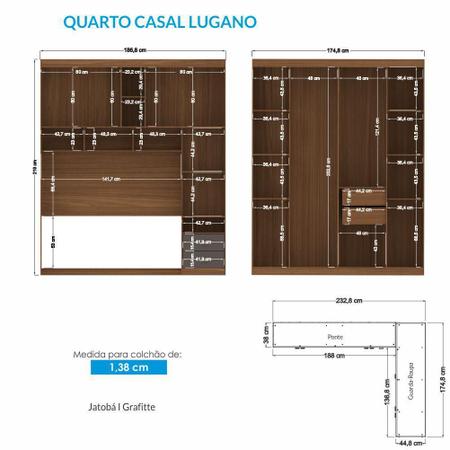 Imagem de Quarto Modulado Casal Lugano - Santos Andirá