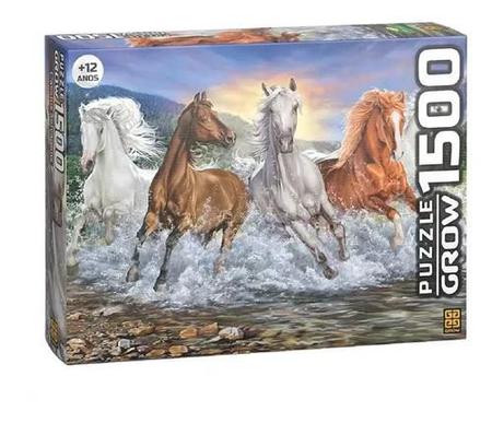 Imagem de Quebra Cabeça 1500 Peças Cavalos Selvagens Grow Puzzle