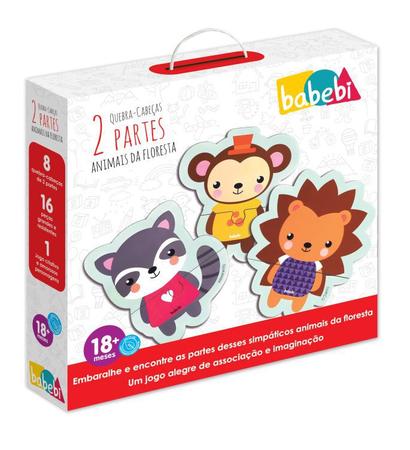 Quebra-Cabeça 2 Partes Animais da Floresta - Brinquedo educativo