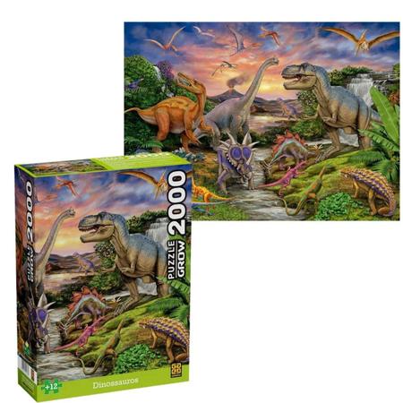 Quebra Cabeça Puzzle Dinossauros 2000 Peças Grow