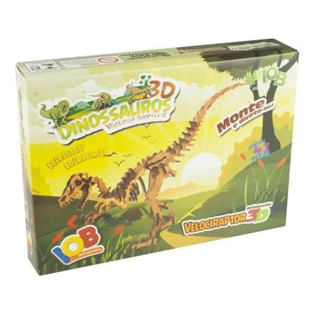 Lote com 12 un do Quebra Cabeça 3D Dinossauro Velociraptor - 41