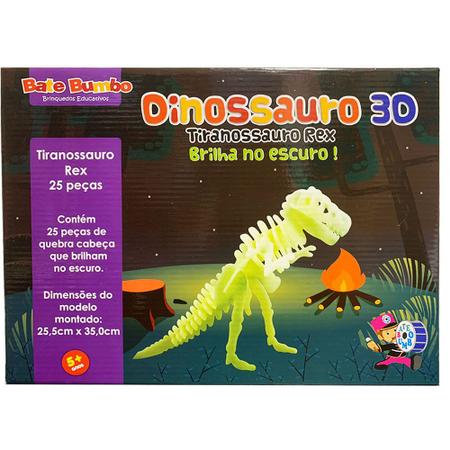 Quebra-cabeça 3D Tiranossauro Brinquedo Educativo - Bate Bumbo