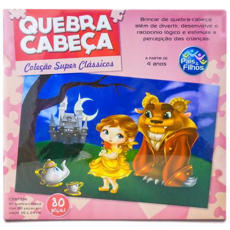 Quebra Cabeça Infantil A Bela e A Fera Puzzle Jogo Educativo 80 Peças  Brinquedo Pais e Filhos + 4 Anos - Quebra Cabeça - Magazine Luiza