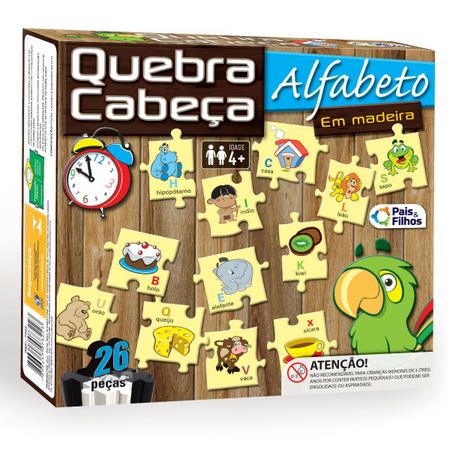 Quebra-Cabeça De Madeira Alfabeto Animais Jogo Infantil Didático Educativo