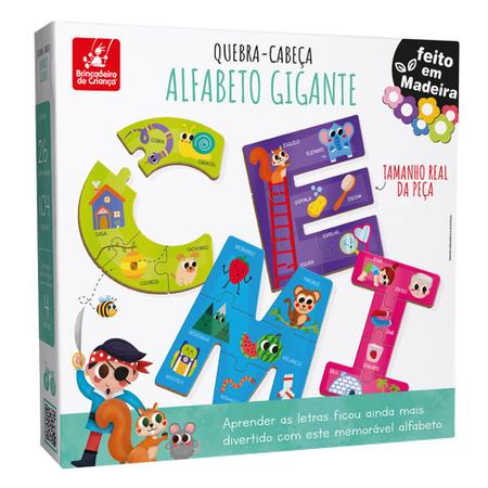 Imagem de Quebra-Cabeça Alfabeto Gigante Brinquedo Infantil em Madeira