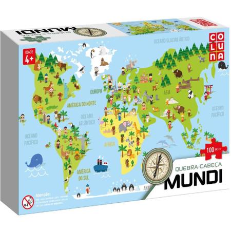 QUEBRA-CABECA Cartonado Mundi 100 Pecas - Coluna Imagem de QUEBRA-CABECA Cartonado Mundi 100 Pecas