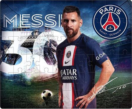 Paris Saint-German, Quebra Cabeça 100 peças, Messi - Mimo Play - Mimo Toys