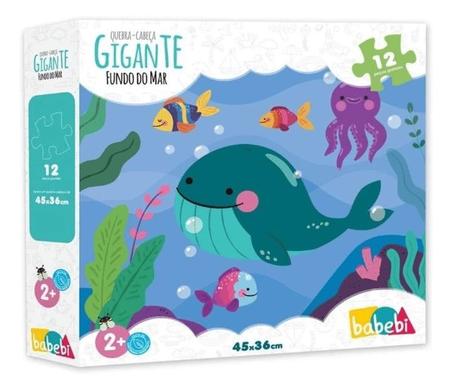 Quebra-Cabeça Infantil Gigante - Fundo do Mar - 12 Peças em Madeira