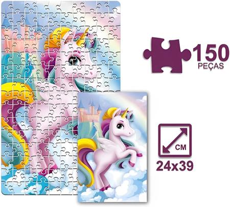 Imagem de Quebra-cabeça De Unicórnio 150 Peças Rainbow Puzzle Pedagógico Infantil Para Crianças +4 Anos