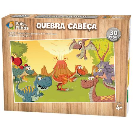 Imagem de Quebra-cabeça Dinossauros 30 Peças - Em Madeira Mdf Infantil - Pais e Filhos 0965