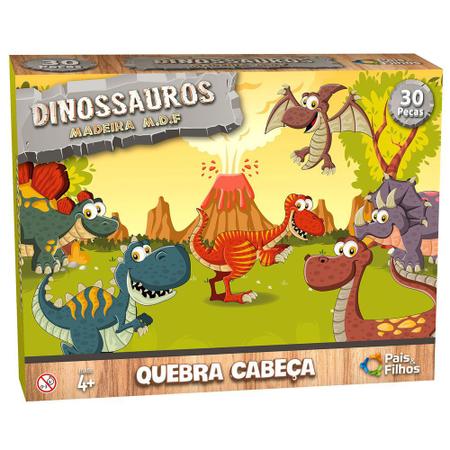 Imagem de Quebra-cabeça Dinossauros 30 Peças - Em Madeira Mdf Infantil - Pais e Filhos 0965