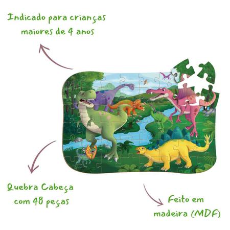 Jogo 4 Quebra Cabeça Dinossauros Infantil C/ 12 Peças - Decoraset.com