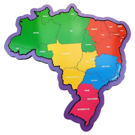 Quebra-Cabeça Brasil Estados e Capitais - 48 Peças