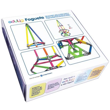 Quebra-cabeça Edulig Puzzle 3D Foguete - 56 peças e conexões - 6