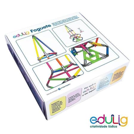 Quebra-cabeça Edulig Puzzle 3D Foguete - 56 peças e conexões - 6