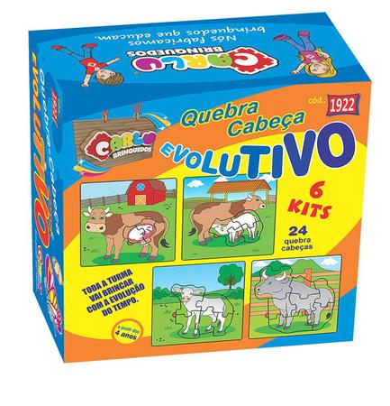 Quebra-Cabeça Evolutivo - Kit com 6 jogos - Caixa Papel