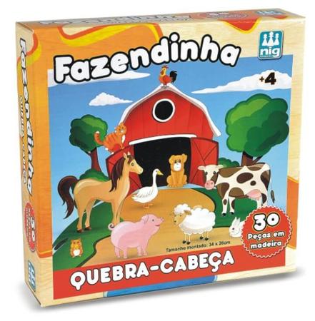 Puzzle Quebra-Cabeça Fazendinha 30 Peças em Madeira - Nig