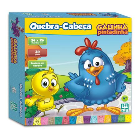 Quebra-Cabeça Galinha Pintadinha Infantil Madeira Raciocínio Encaixe Fácil  30 Peças Nig Brinquedos - 0719 no Shoptime