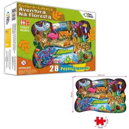 Brinquedo Infantil Jogo Quebra Cabeça 28 Peças Gigante Aventura Na Floresta  Premium Pais e Filhos - Papellotti