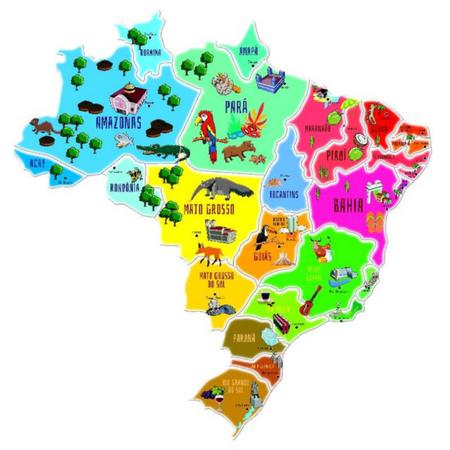 Quebra-Cabeça Gigante Mapa do Brasil e Estados Unidos Tóia - 12179