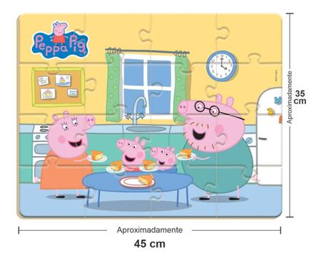 Imagem de Quebra Cabeça Gigante Peppa Pig Grande em MDF Brinquedo Infantil Com 16 Peças Menino Menina 3 Anos