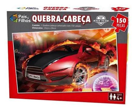 Quebra-Cabeça Infantil - 150 Peças - Race Team - Carro - Pais e Filhos