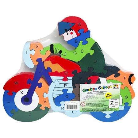 Quebra Cabeça Infantil 3D Madeira MDF Alfabeto 26 Peças Dog Toy Mix