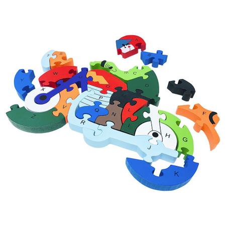 Quebra Cabeça Infantil 3D Madeira MDF Alfabeto 26 Peças Dog Toy
