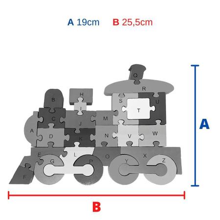 Quebra Cabeça Infantil 3D Madeira MDF Alfabeto 26 Peças Dog