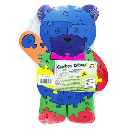 Quebra Cabeça Infantil 3D Madeira MDF Alfabeto 26 Peças Dog Toy