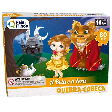 Quebra Cabeça Infantil A Bela e A Fera Puzzle Jogo Educativo 80