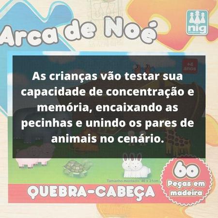 Quebra Cabeça Infantil Arca de Noe Madeira 60 peças - Nig Brinquedos -  Xickos Brinquedos