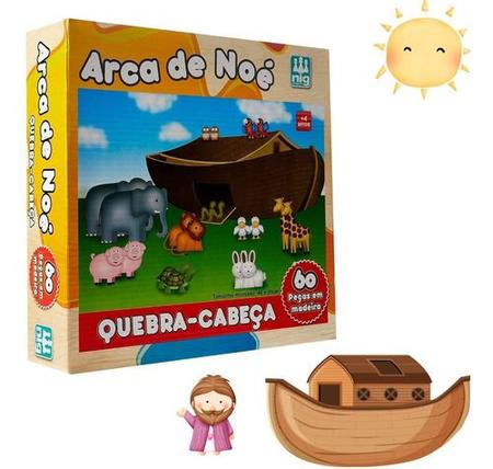 Jogo Quebra Cabeça Em Madeira 60 Peças Arca De Noé - Nig - Babu Brinquedos
