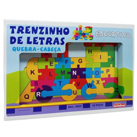 Imagem de Quebra Cabeça Infantil De Madeira Alfabeto Trenzinho 26 Pçs