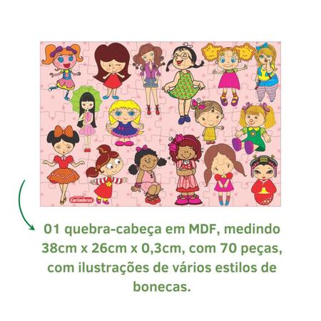 Imagem de Quebra Cabeça Infantil De Madeira MDF Bonecas 70 Peças 4780 Carimbras
