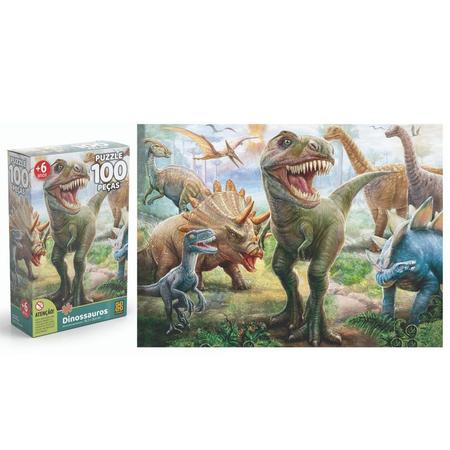 Quebra Cabeça Dinossauros - 120 Peças - Quebra Cabeça Dinossauros