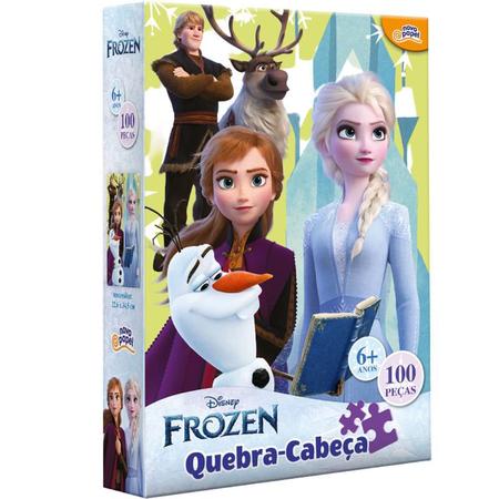 Quebra Cabeça Infantil 100 Peças de Madeira Frozen Disney Xalingo Colorido