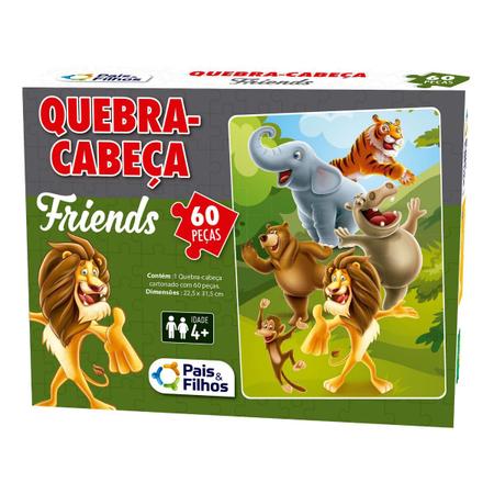 Quebra Cabeça Infantil Friends Animais Da Floresta 60 Peças - Pais