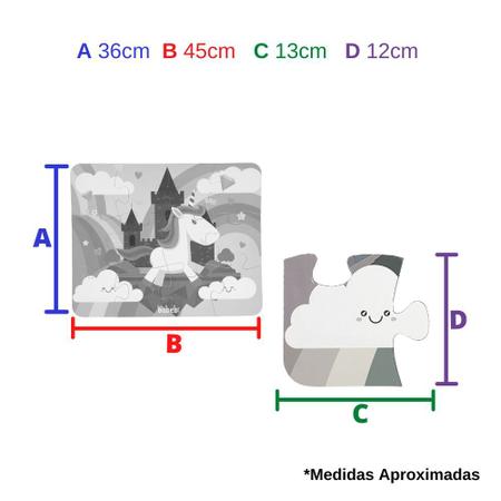Quebra Cabeça Infantil Gigante Educativo Unicórnio 12 Peças