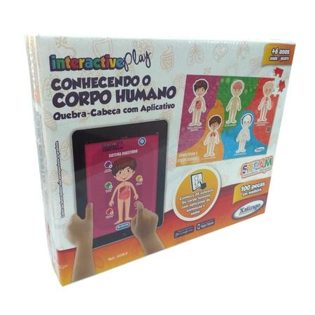 Imagem de Quebra-cabeça Infantil Interactive Play Conhecendo o Corpo Humano Brinquedo Educativo Madeira - Xalingo - 6 anos