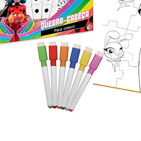 Quebra-Cabeça Infantil LadyBug Para Colorir 30 Peças Madeira Reflorestada  +3 Anos Canetinhas com Apagador Xalingo 55021 - Quebra Cabeça - Magazine  Luiza