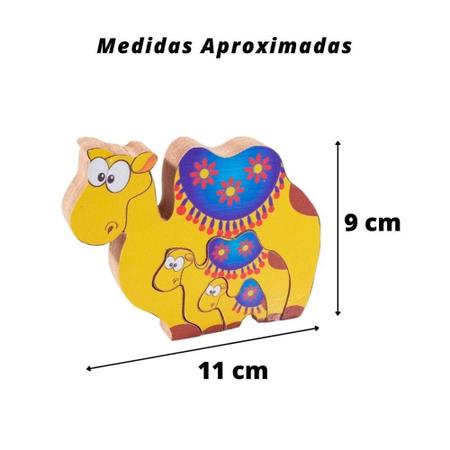 Kit 4 Quebra-Cabeças de Animais Madeira Infantil Pedagógico