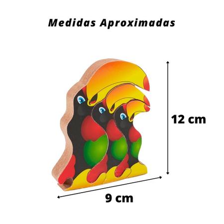Imagem de Quebra Cabeça Infantil Madeira Pedagógico De Animais Tucano