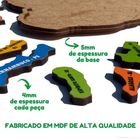 Quebra-cabeça Infantil Mapa do Brasil 26 peças Brinquedo Educativo MDF -  Maninho - 3 anos - Quebra Cabeça - Magazine Luiza