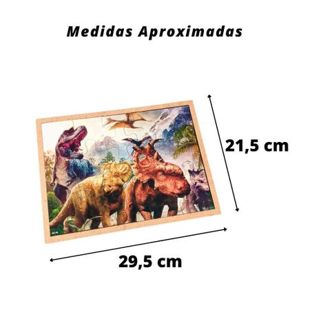 Imagem de Quebra Cabeça Infantil MDF De Madeira Educativo Dinossauros