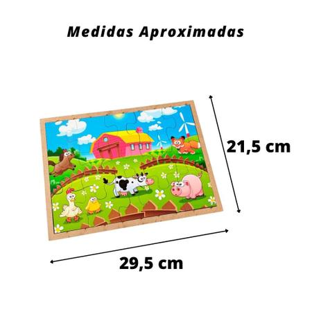 Imagem de Quebra Cabeça Infantil MDF De Madeira Educativo Fazendinha