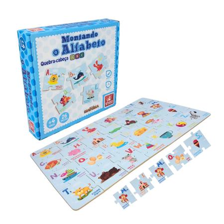 Quebra-Cabeça Alfabeto Escreva e Apague Brinquedo Infantil - Tralalá 4 Kids